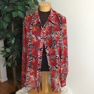 Nicola sheer long sleeve button down xl blouse